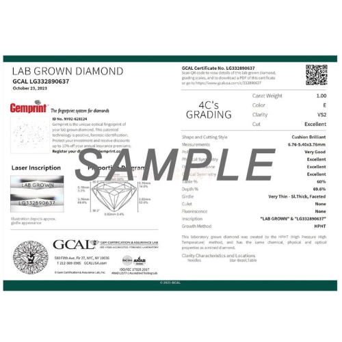 1.25 Carat IGI Certified Cushion-Cut Lab Grown Diamond Solitaire Engagement Ring in 14K White Gold