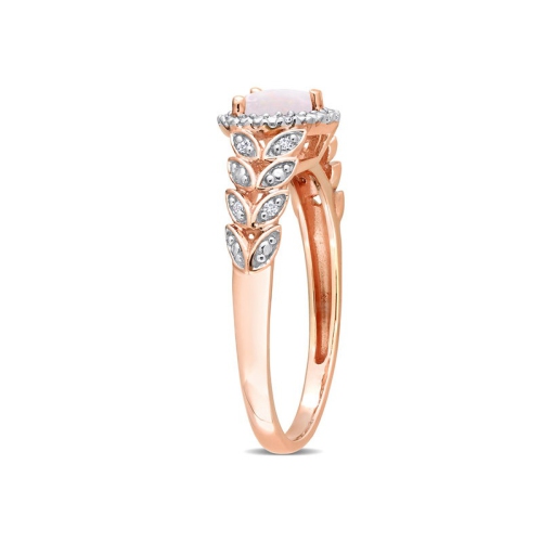 3/10 Carat Opal Heart Ring in 10K Rose Pink Gold
