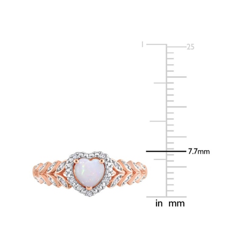 3/10 Carat Opal Heart Ring in 10K Rose Pink Gold