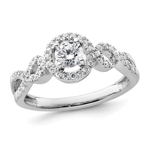 GEM AND HARMONY  2/3 Carat (Ctw Color Si1-Si2, G-H-I) Lab Grown Diamond Twist Engagement Ring In 14K Gold In White