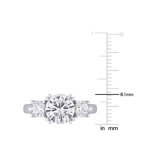 2.59 Carat Lab-Created Three-Stone Round Moissanite Engagement Ring in 10K White Gold