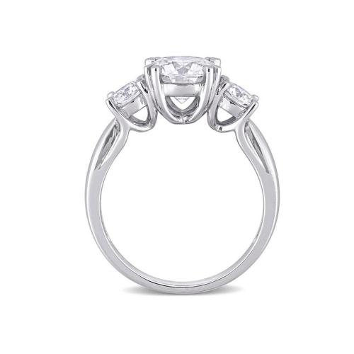 2.59 Carat Lab-Created Three-Stone Round Moissanite Engagement Ring in 10K White Gold