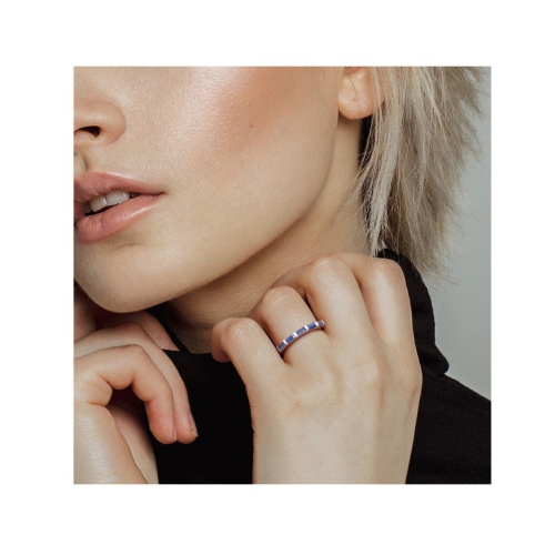 7/8 Carat Blue Sapphire Ring Band in 10K White Gold