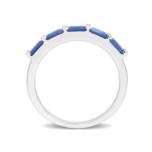 7/8 Carat Blue Sapphire Ring Band in 10K White Gold