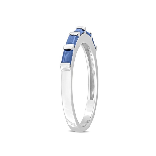 7/8 Carat Blue Sapphire Ring Band in 10K White Gold
