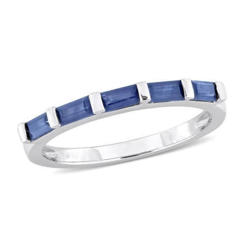 GEM AND HARMONY  7/8 Carat (Ctw) Sapphire Ring Band In 10K White Gold In Blue