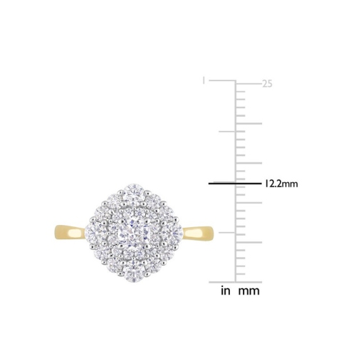Bague de fiançailles en or jaune 10K ct avec moissanite en grappe créée en laboratoire d'0,98 carat