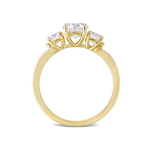 1.30 Carat Lab-Created Three-Stone Moissanite Engagement Ring in 10K Yellow Gold