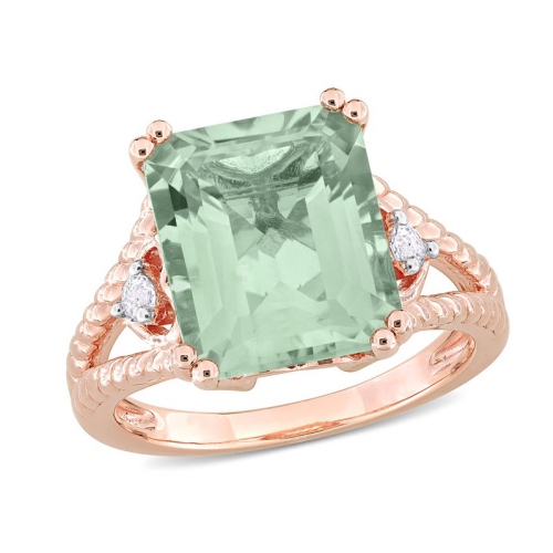 GEM AND HARMONY  5.67 Carat (Ctw) Quartz And White Topaz Ring In Pink Sterling Silver In Green