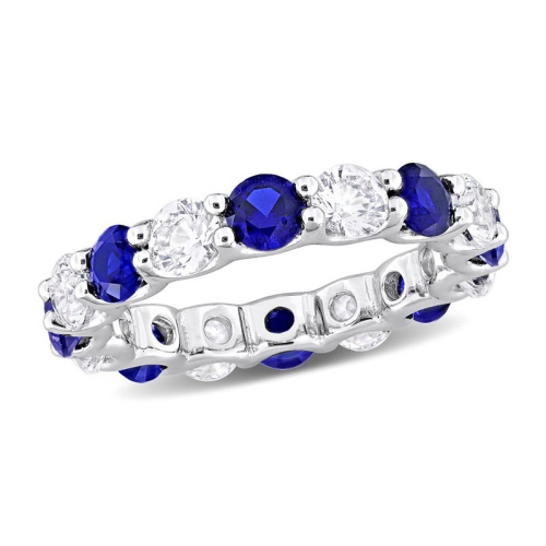 GEM AND HARMONY  4.96 (Ctw) Lab-Created And White Sapphire Ring In Sterling Silver In Blue