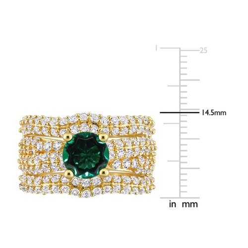 3.75 Carat Lab-Created Emerald and White Sapphire Bridal Wedding Ring Set Sterling Silver