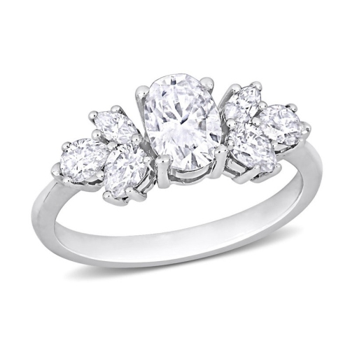 GEM AND HARMONY  2.04 Carat (Ctw) Lab-Created Oval Moissanite Engagement Ring In 10K Gold In White