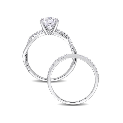 1.53 Carat Synthetic Moissanite Bridal Engagement Wedding Ring Set 10K White Gold