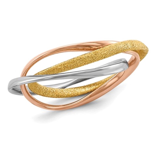 GEM AND HARMONY  Rose And Gold Plated Sterling Silver Intertwined Ring In Yellow