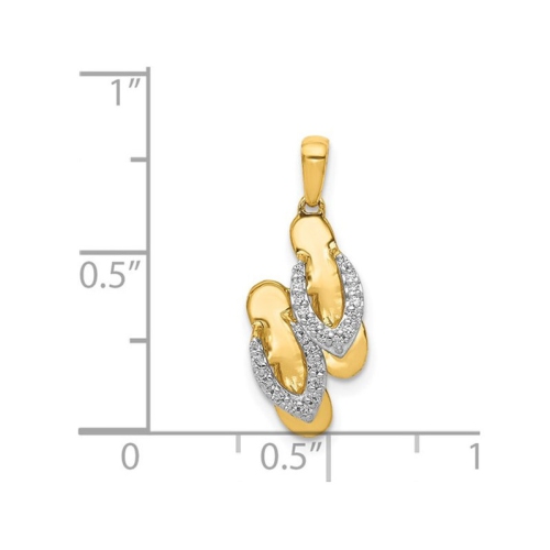 Pendentif en forme de tongs en or jaune 14K ct avec diamants décoratifs