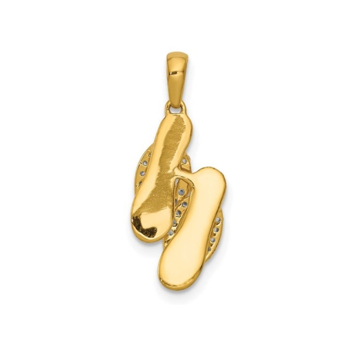 Pendentif en forme de tongs en or jaune 14K ct avec diamants décoratifs