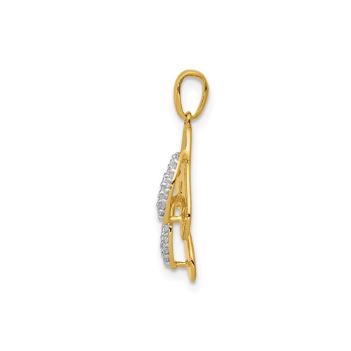 Pendentif en forme de tongs en or jaune 14K ct avec diamants décoratifs
