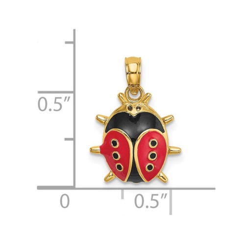 14K Yellow Gold Ladybug Charm with Enamel