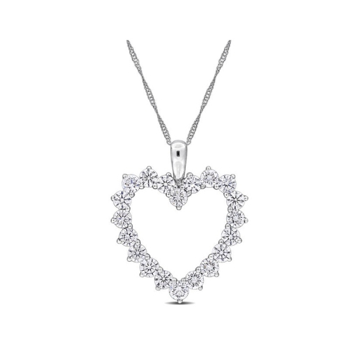 GEM AND HARMONY  2.00 Carat (Ctw Vs1-Vs2) Lab-Grown Diamond Heart Pendant Necklace In 14K Gold With Chain In White