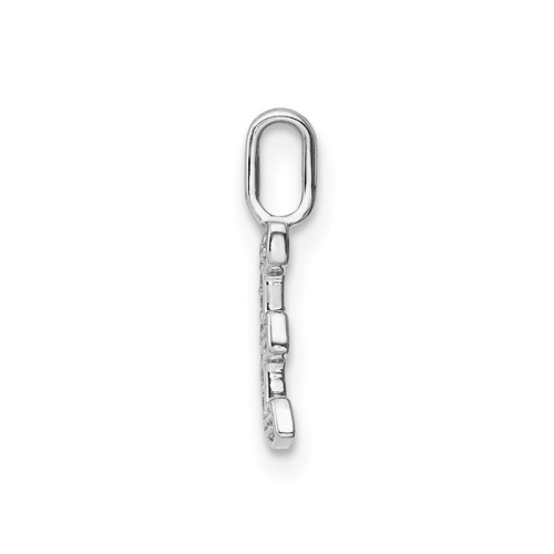 14K White Gold Initial -E- Pendant Charm with Accent Diamonds