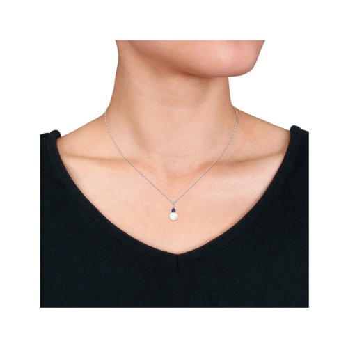 9-9.5mm White Freshwater Cultured Drop Pearl Pendant Necklace in 14K Yellow Gold with Chain