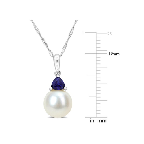9-9.5mm White Freshwater Cultured Drop Pearl Pendant Necklace in 14K Yellow Gold with Chain