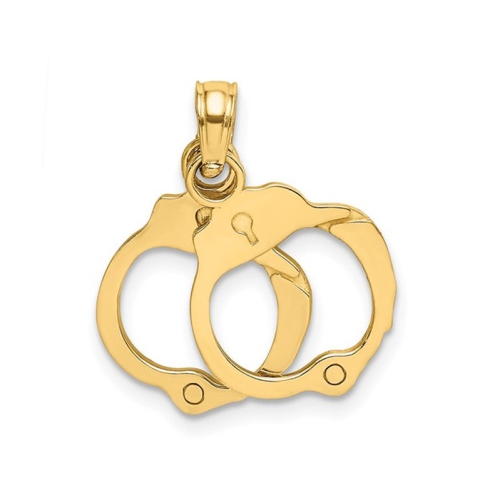 14K Yellow Gold Handcuffs Charm Pendant