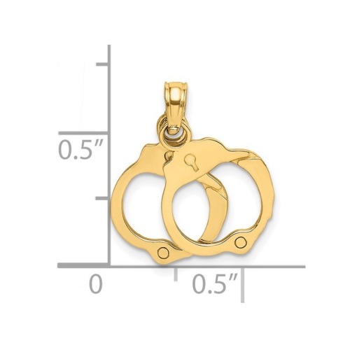 14K Yellow Gold Handcuffs Charm Pendant
