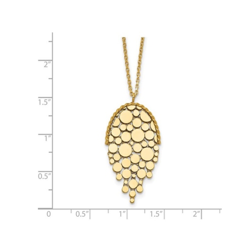 14K Yellow Gold Drop Polished Pendant Necklace with Chain