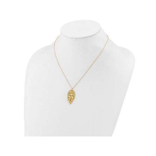 14K Yellow Gold Drop Polished Pendant Necklace with Chain