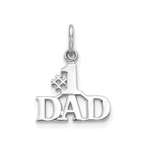 10K White Gold #1 DAD Charm Pendant