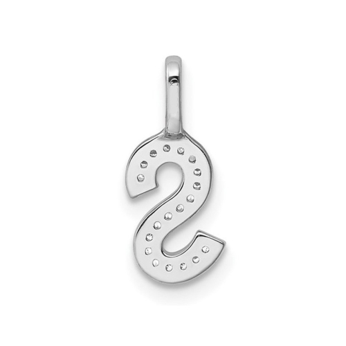 14K White Gold Initial -S- Pendant Charm with Accent Diamonds