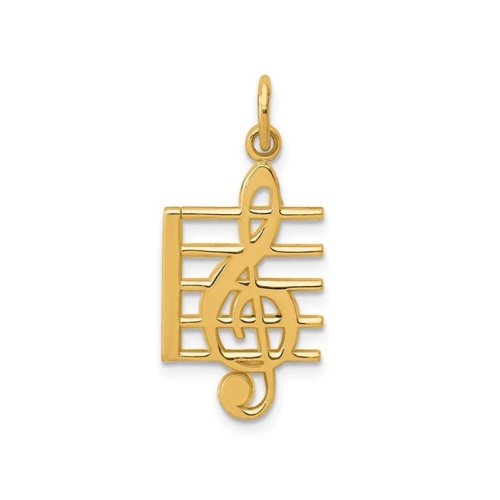 10K Yellow Gold Musical Note Charm Pendant