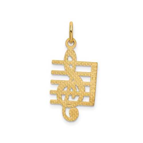 10K Yellow Gold Musical Note Charm Pendant
