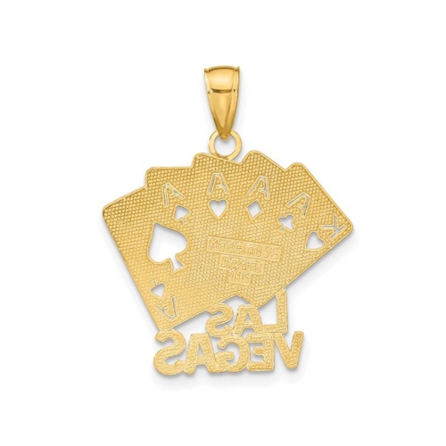 14K Yellow Gold Las Vegas Playing Cards Charm Pendant