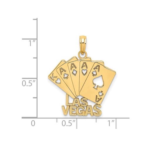 14K Yellow Gold Las Vegas Playing Cards Charm Pendant