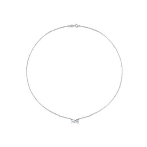 7/10 Carat Aquamarine Heart Bow Pendant Necklace in Sterling Silver with Chain