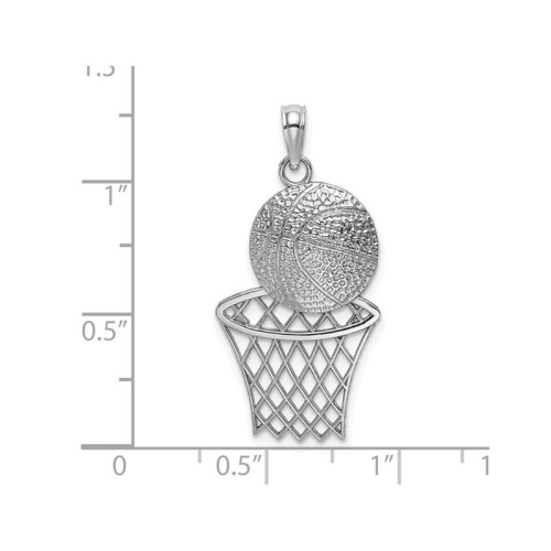 Breloque de basketball en filet en or blanc 14K K