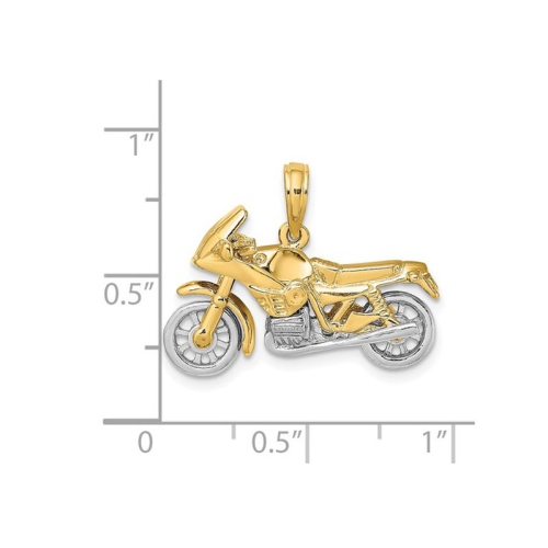 Collier à breloque 3-D en or jaune 14K ct pour moto