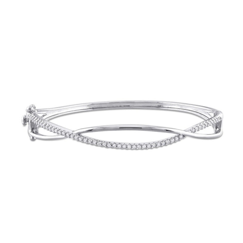 GEM AND HARMONY  1/2 Carat (Ctw) Lab-Created Moissanite Bangle Bracelet In Sterling In Silver