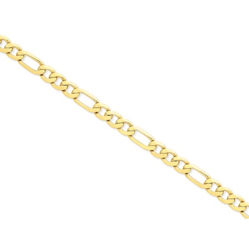 14K Yellow Gold Concave 8.75mm Figaro Bracelet