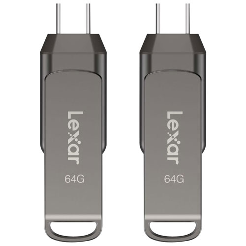 Lexar JumpDrive Dual Drive D400 64GB USB 3.1 + USB-C Flash Drive - 2 Pack