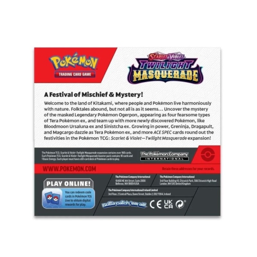 Pokemon USA Pokemon Trading Card Game: Scarlet & Violet Twilight Masquerade Booster Box (Not for sale until May 24, 2024) 36 packs per box, 10
