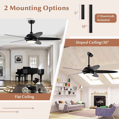 Costway 52" Ceiling Fan with LED Lights & Remote Control 1/2/4/8H Timer & 3 Fan Speeds
