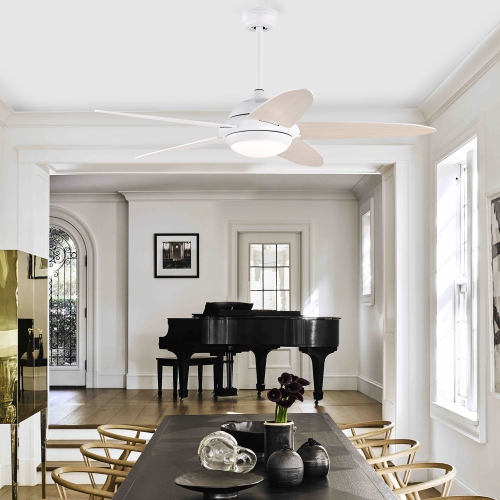 Ventilateur de plafond 52 po avec éclairage DEL et télécommande de Costway pour 1/2/4/8H et 3 vitesses de ventilation