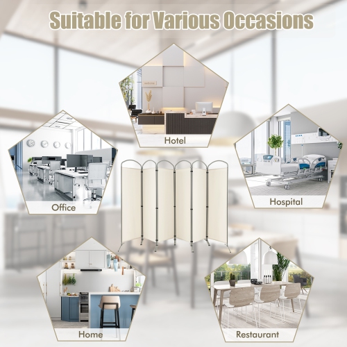 Costway 6 Panels Folding Privacy Screen 6 Ft Tall Fabric Privacy Screen for Home