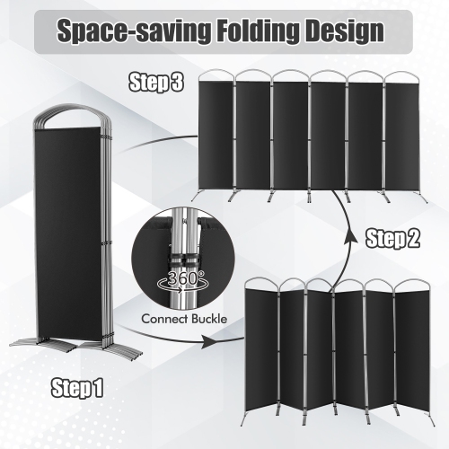 Costway – écran de confidentialité pliable à 6 panneaux, tissu, 6 pi de hauteur, pour la maison