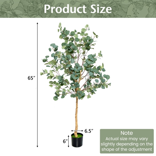 Costway 5.5FT Artificial Tree Fake Eucalyptus Tree for Living Room Office Home Decor