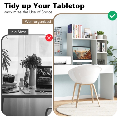 Costway Desk Bookshelf Desktop Storage Organizer Display Shelf Rack Dorm Office