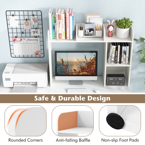 Costway Desk Bookshelf Desktop Storage Organizer Display Shelf Rack Dorm Office